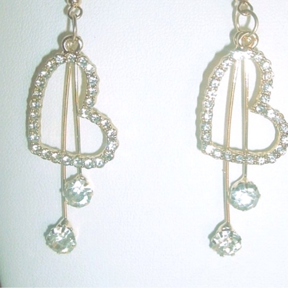 NOT AVAILABLE**Betsey Johnson Crystal Heart Earrings Dangle CZ Rhinestones NEW - Picture 9 of 9